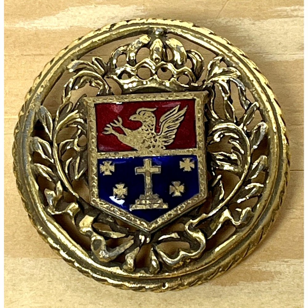 Reinad Rare Vintage Via Crucis Via Lucis Griffin & Maltese Cross Brooch/Pendant